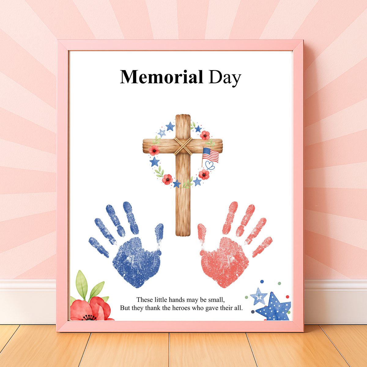 Christian Memorial Day Handprint Craft Printable | Patriotic Keepsake Art for Kids | Veterans Tribute Activity | Preschool Classroom DIY PDF