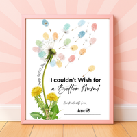 Mother’s Day Dandelion Handprint Craft Printable | I Couldn’t Wish for a Better Mom Keepsake | Preschool DIY Mother’s Day Gift | Kids Fingerprint Art PDF