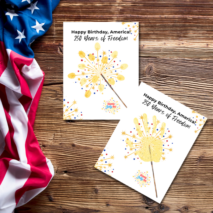 Happy Birthday, America! 250 Years of Freedom Handprint Sparkler Craft Printable | Christian 4th of July Keepsake