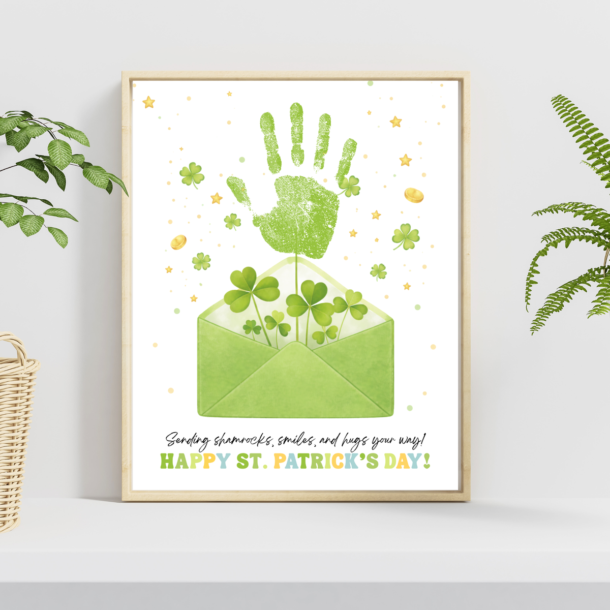 St. Patrick’s Day Handprint Craft Printable | Shamrock Envelope Keepsake Art | Preschool Fine Motor Activity PDF