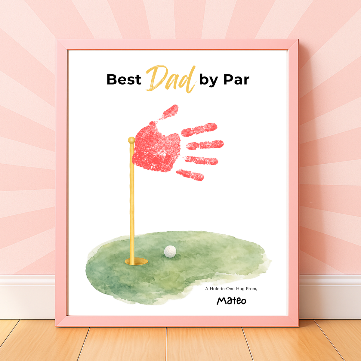 Title Golf Handprint Craft for Dad, Best Dad by Par Printable, Father’s Day Golf Keepsake from Kids, Golf Lover Dad Gift