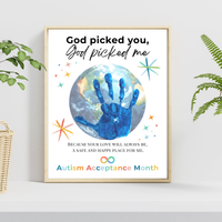 Autism Acceptance Month Handprint Craft Printable | “God Picked You, God Picked Me” Faith-Based Inclusion Activity | Christian Kids Art PDF