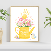 Mother’s Day Handprint Craft Printable | “Happy Mother’s Day” Flower Watering Can Keepsake | Preschool Kids Mother’s Day Activity PDF