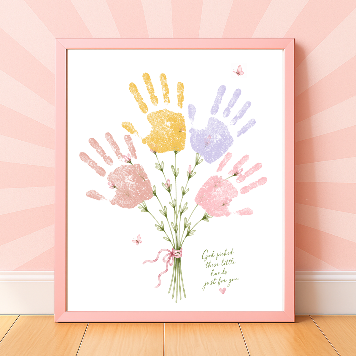 Christian Mother’s Day Handprint Craft Printable | God Picked These Little Hands for You | Mom Grandma Aunt Keepsake Gift | Birthday & Valentine’s Day Printable