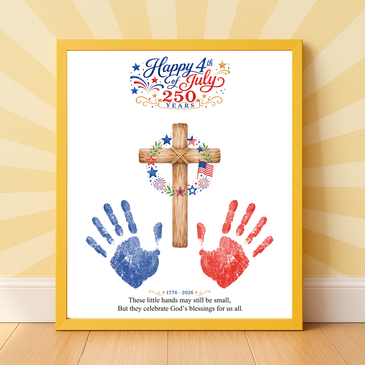 Christian July 4th Handprint Craft Printable, America 250 Faith-Based Patriotic Keepsake Activity for Kids