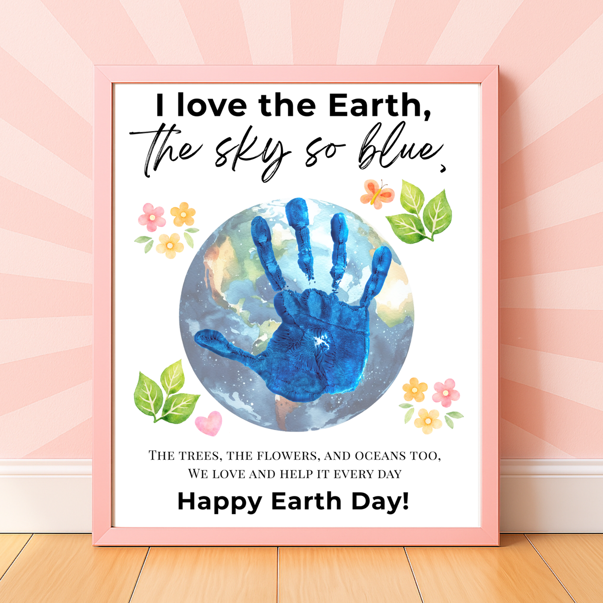 Earth Day Handprint Craft Printable | Happy Earth Day Keepsake from Kids | Preschool Earth Day Art Activity | Classroom Spring Craft PDF