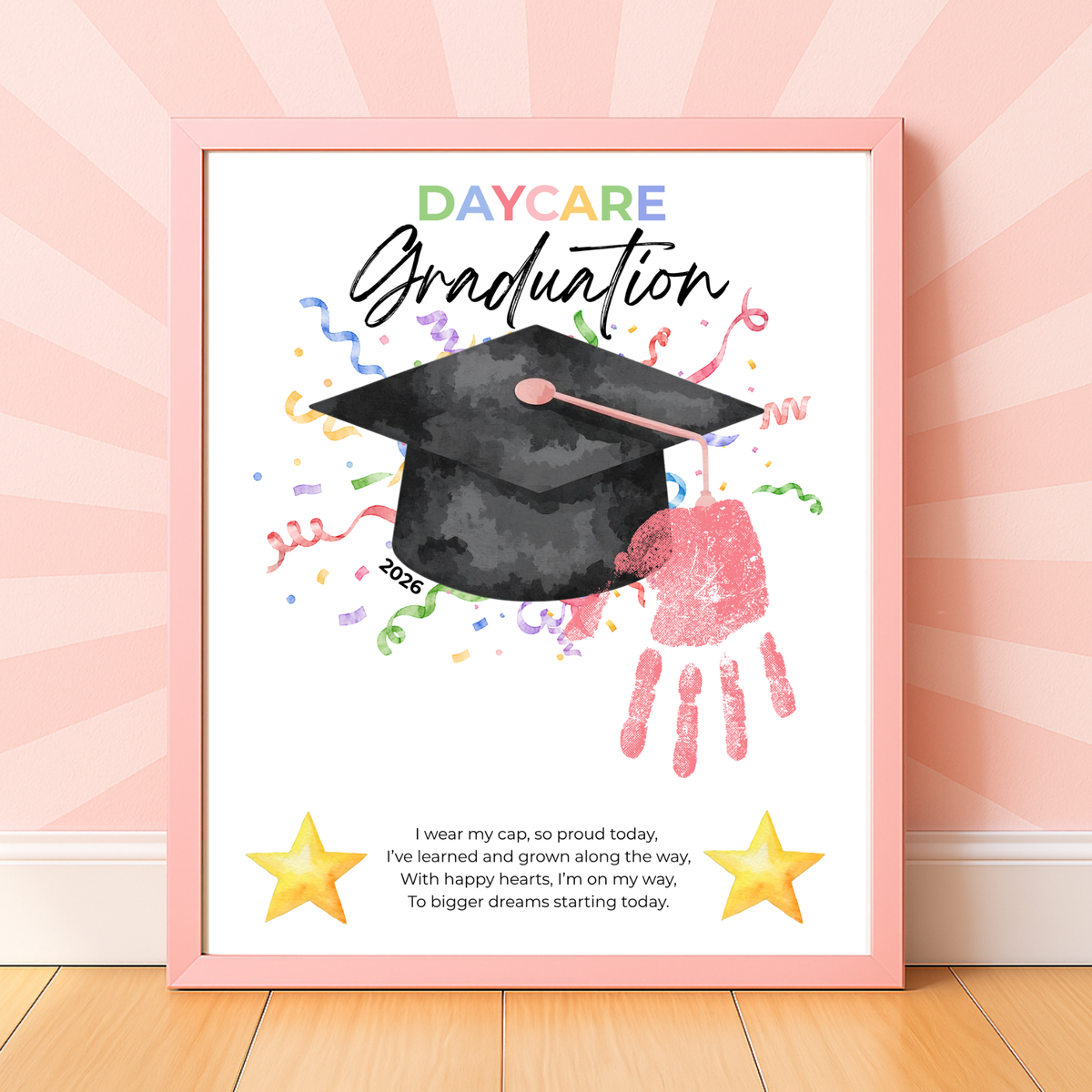 Daycare Graduation Handprint Craft Printable, Daycare Graduation Keepsake, Daycare Graduation Activity for Kids, End of Year Printable, Instant Download