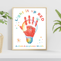 Autism Acceptance Month “Light It Up Red” Handprint Craft Printable | Autism Awareness Classroom Activity | Kids Inclusion Art PDF