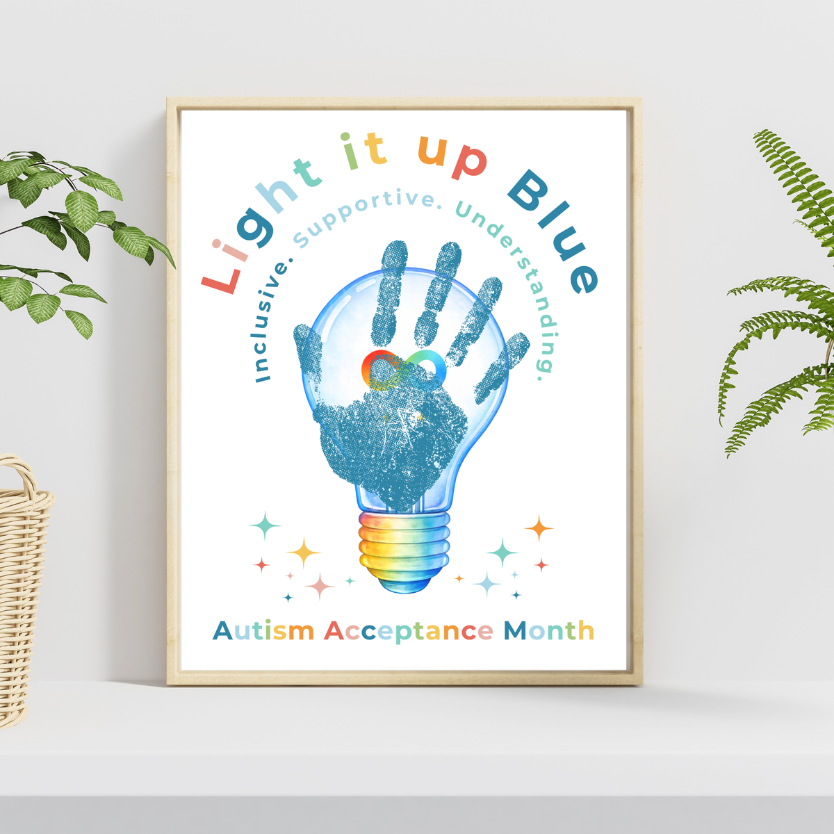 Autism Acceptance Month “Light It Up Blue” Handprint Craft Printable | Autism Awareness & Inclusion Kids Activity | Classroom SEL Art PDF