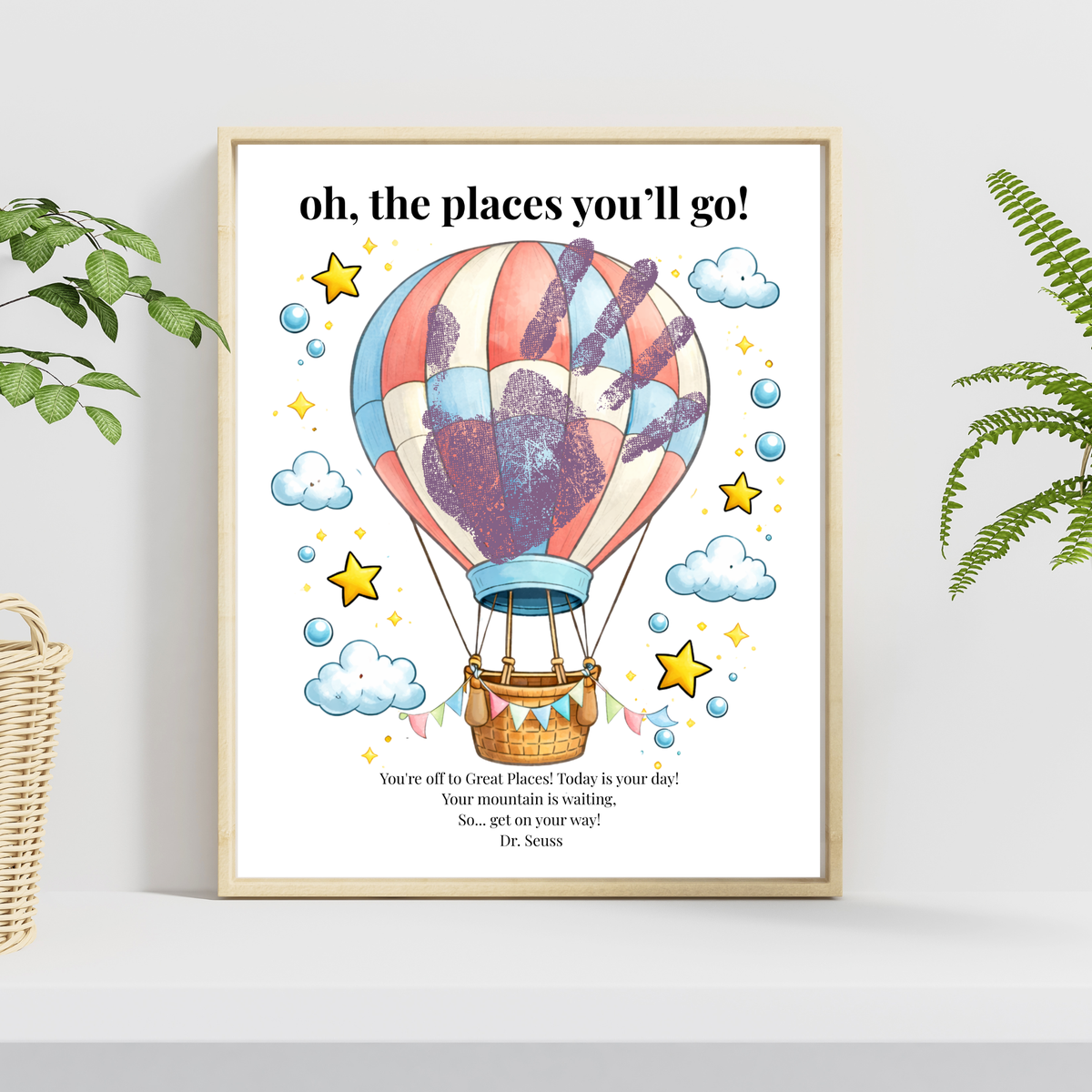 Hot Air Balloon Graduation Handprint Craft Printable | “Oh, the Places You’ll Go!” Inspirational Keepsake | End of Year Art PDF