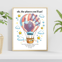 Hot Air Balloon Graduation Handprint Craft Printable | “Oh, the Places You’ll Go!” Inspirational Keepsake | End of Year Art PDF