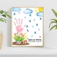 Rain or Shine Handprint Craft Printable | “God Helps Me Grow” Spring Faith-Based Activity | Preschool Christian Keepsake Art PDF