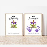 Ash Wednesday Handprint Craft Printable | Christian Lent Keepsake Art | Psalm 51:10 Faith-Based Kids Activity PDF