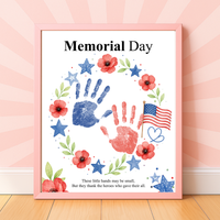 Memorial Day Handprint Wreath Craft Printable | Patriotic Keepsake Art for Kids | Red White Blue Handprint Activity | Preschool Classroom PDF