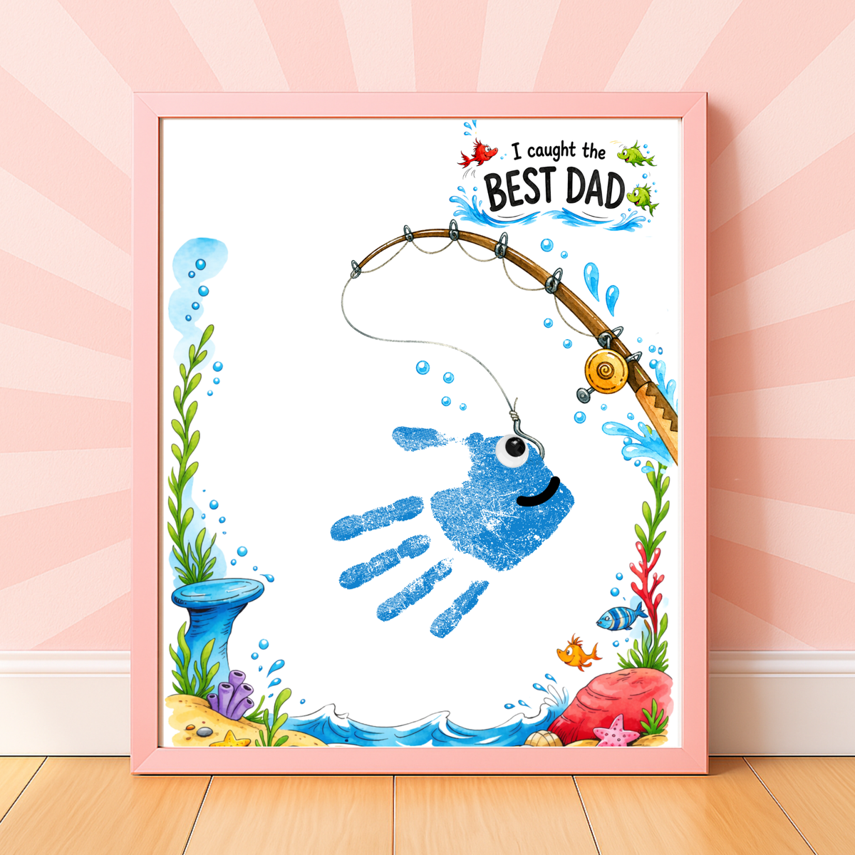 Fishing Dad Handprint Craft Printable | Father’s Day & Birthday Gift from Kids | I Caught the Best Dad Keepsake | Preschool DIY PDF