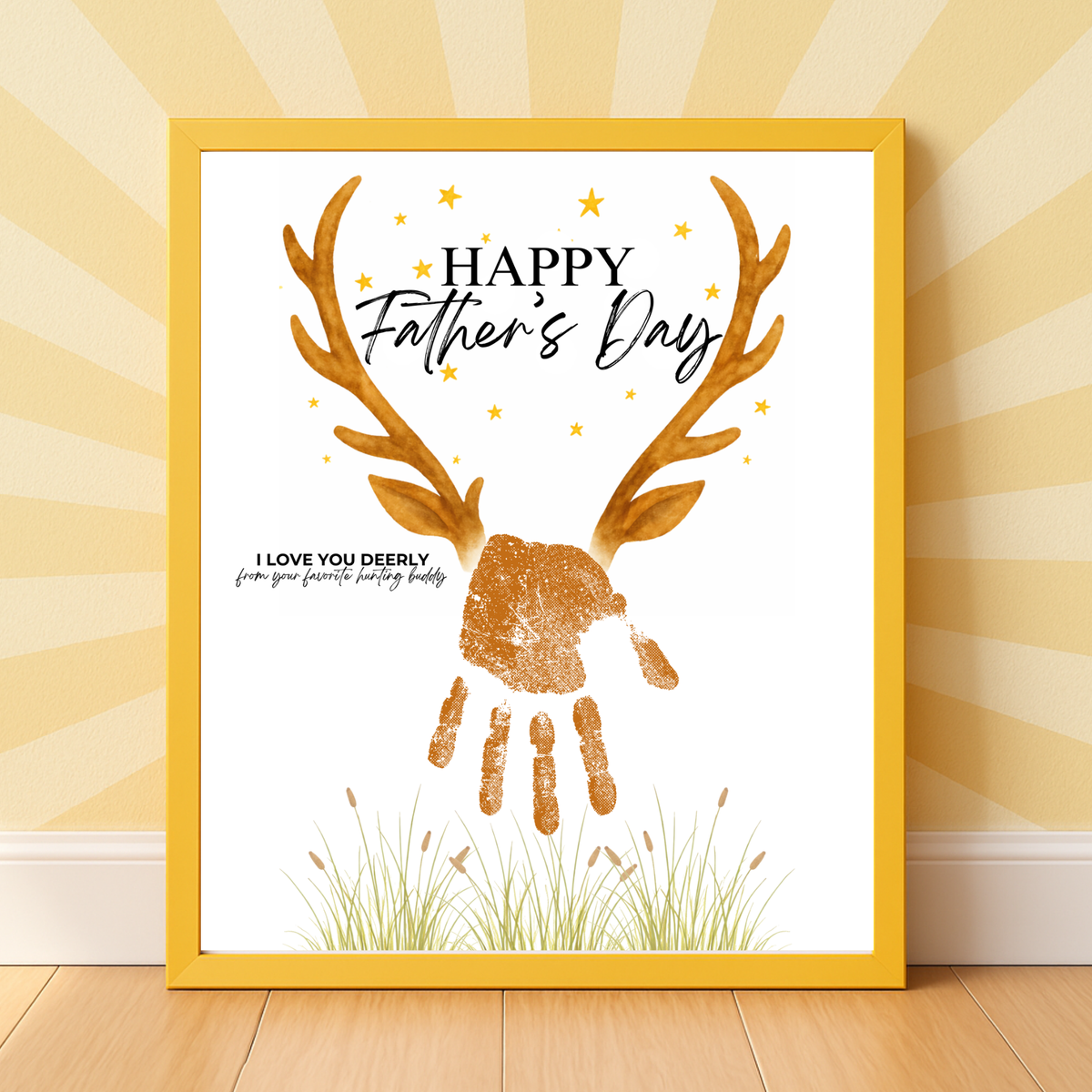 Father’s Day Handprint Craft Printable | Happy Father’s Day Deer Keepsake from Kids | Hunting Dad Gift | Preschool DIY Handprint Art PDF