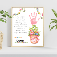 Mother’s Day Handprint Flower Pot Craft Printable | Keepsake Gift for Mom from Kids | Preschool DIY Handprint Art PDF | Happy Mother’s Day Craft