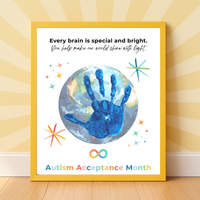 Autism Acceptance Month Handprint Craft Printable | Every Brain is Special and Bright | Classroom Autism Awareness Activity | Preschool Keepsake PDF