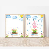 April Showers Bring May Flowers Handprint Craft Printable | Spring Preschool Activity | Fingerprint Raindrop Art | Kids Seasonal Keepsake PDF