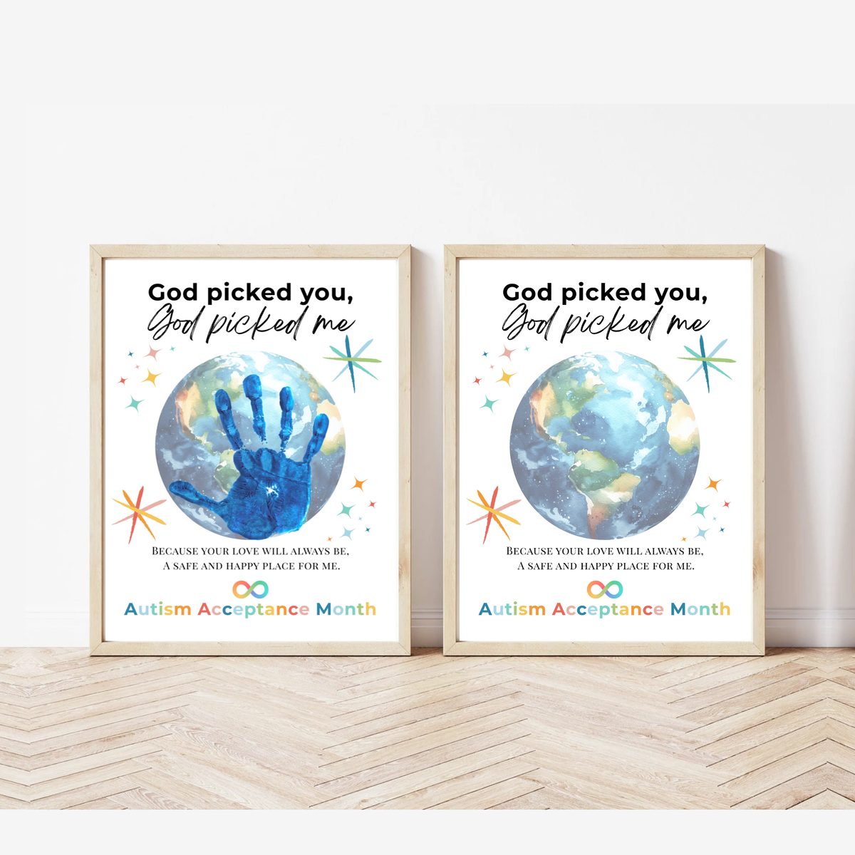 Autism Acceptance Month Handprint Craft Printable | “God Picked You, God Picked Me” Faith-Based Inclusion Activity | Christian Kids Art PDF