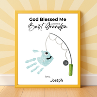 Christian Grandpa Handprint Craft Printable | God Blessed Me with the Best Grandpa Gift | Father’s Day or Birthday Keepsake | Fishing DIY