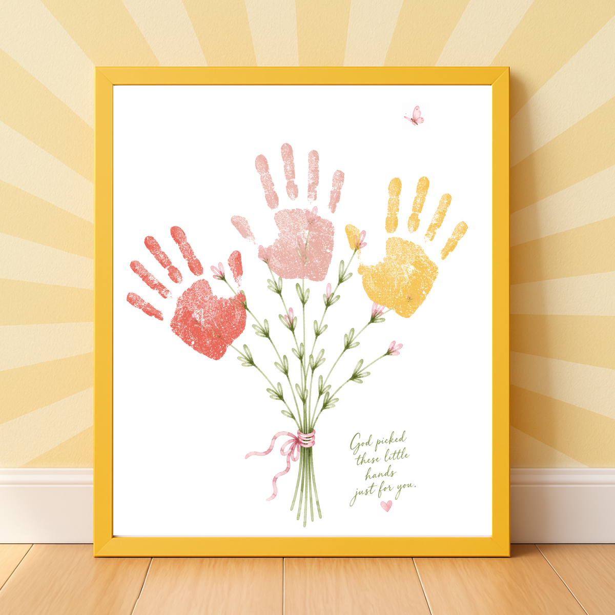 Christian Mother’s Day Handprint Craft Printable | God Picked These Little Hands for You | Mom Grandma Aunt Keepsake Gift | Birthday & Valentine’s Day Printable