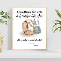 Baseball Handprint Craft for Grandpa, I Hit a Home Run with a Grandpa Like You Printable, Father’s Day Baseball Keepsake from Kids
