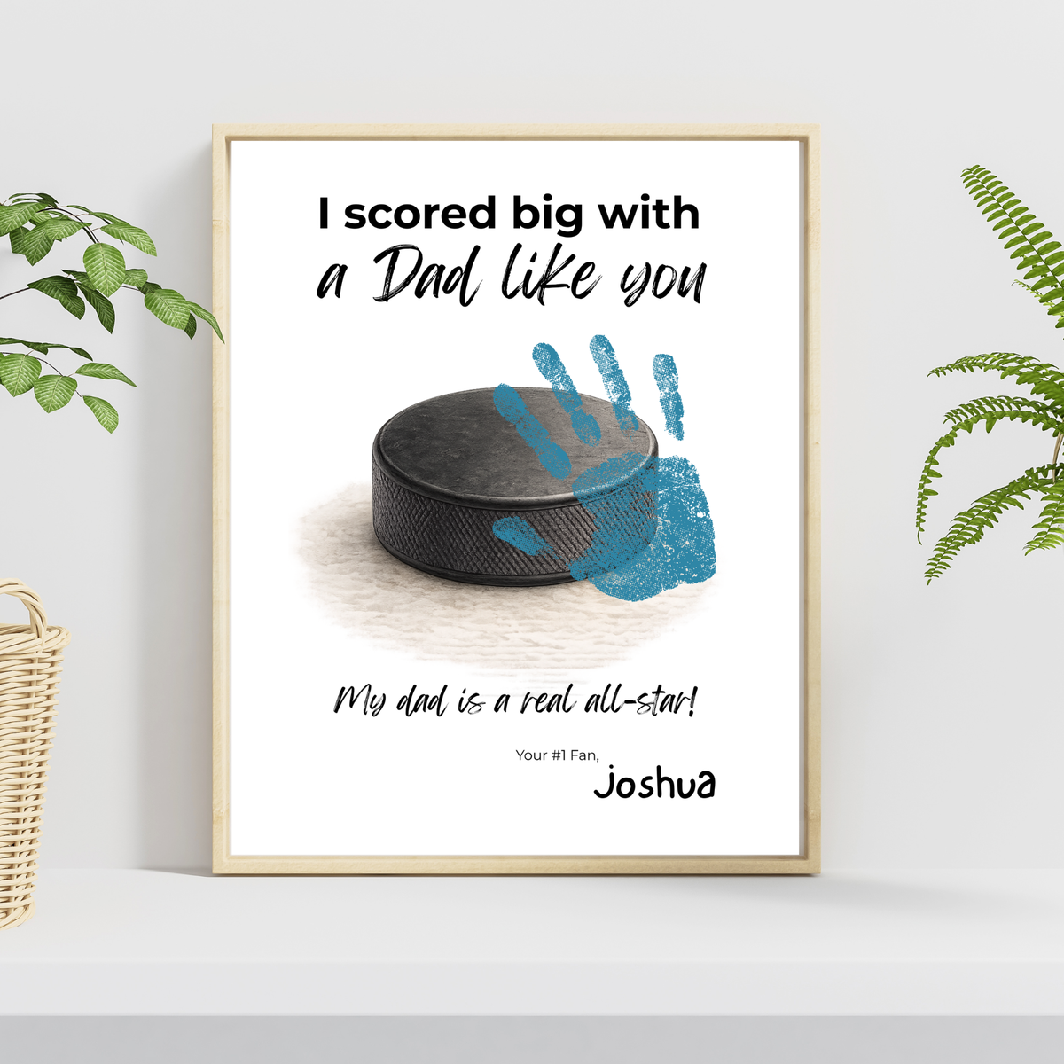 Hockey Handprint Craft for Dad, I Scored Big with a Dad Like You Printable, Father’s Day Hockey Keepsake from Kids