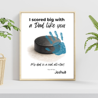 Hockey Handprint Craft for Dad, I Scored Big with a Dad Like You Printable, Father’s Day Hockey Keepsake from Kids