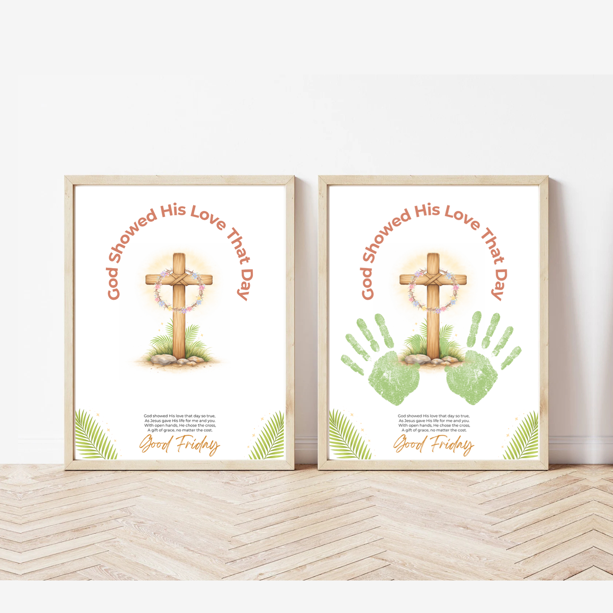 Good Friday Handprint Cross Craft Printable | “God Showed His Love That Day” Christian Kids Activity | Easter Faith Keepsake PDF