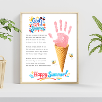 Christian Ice Cream Cone Handprint Craft Printable | God's Gift of Summer Keepsake Activity for Kids | Faith-Based Summer Craft