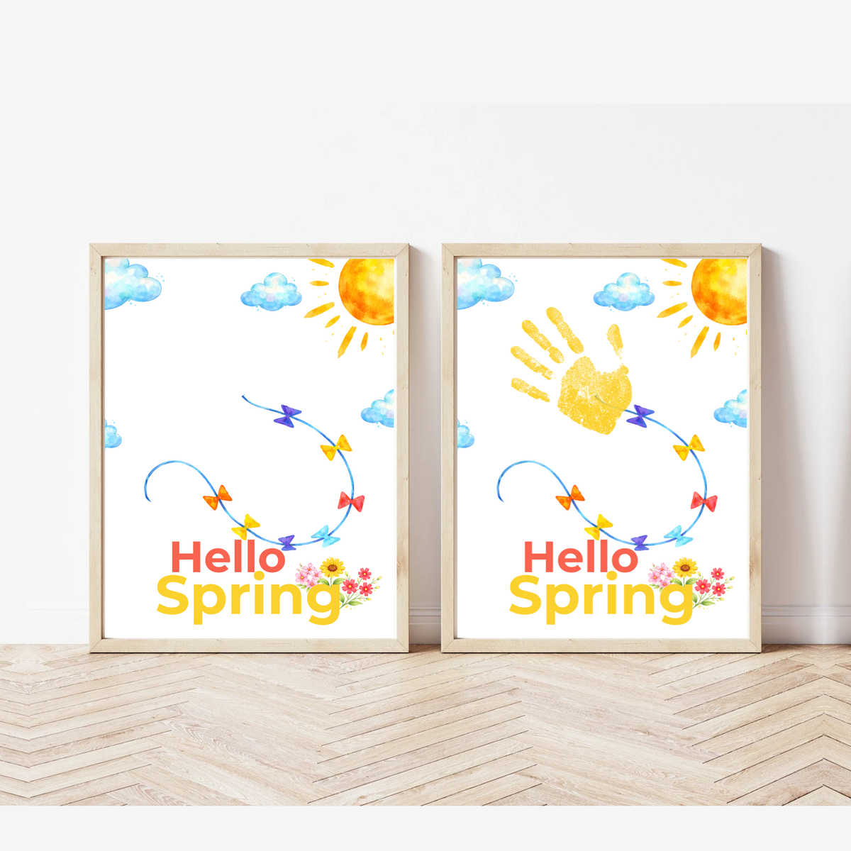 Hello Spring Handprint Kite Craft Printable with Kite | Spring Preschool Activity | Kids Seasonal Art Project | Classroom Spring Keepsake PDF