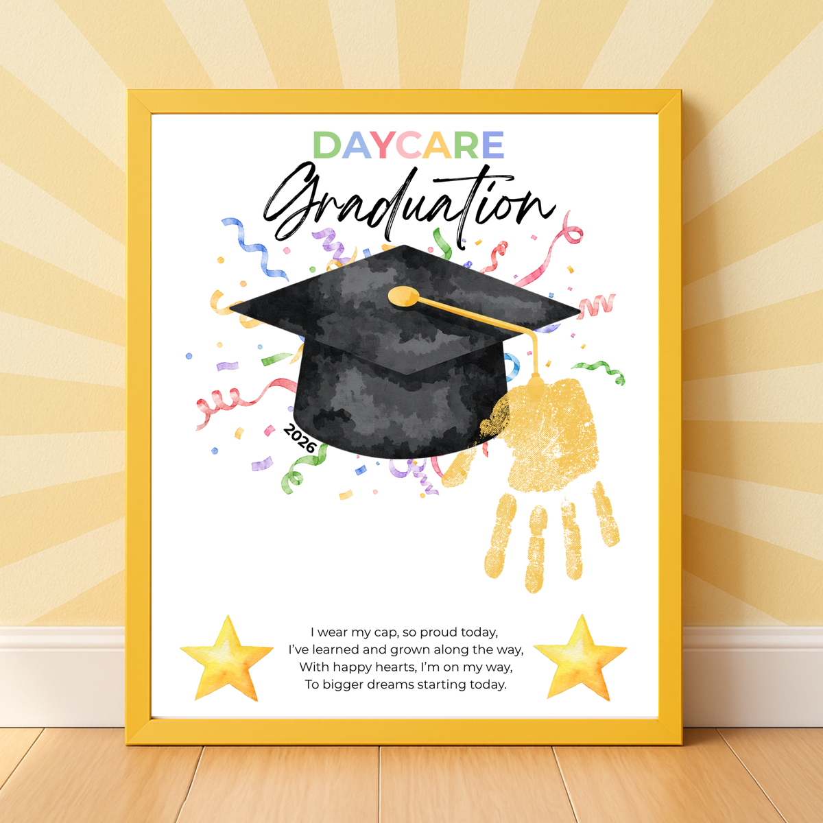 Daycare Graduation Handprint Craft Printable, Daycare Graduation Keepsake, Daycare Graduation Activity for Kids, End of Year Printable, Instant Download