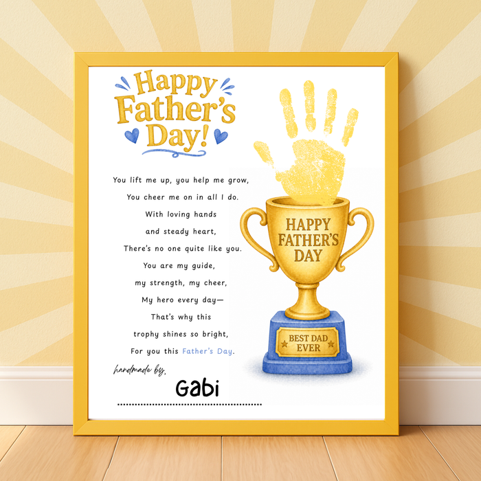 Father’s Day Trophy Handprint Craft Printable | Best Dad Ever Keepsake | Kids DIY Gift for Dad | Preschool Father’s Day Activity