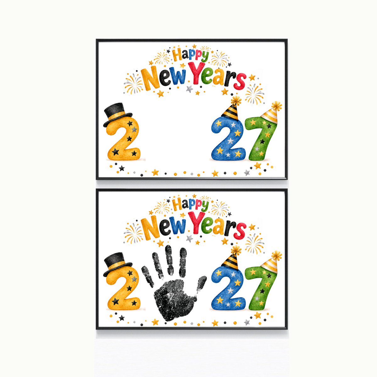 New Year 2027 Handprint Craft & Coloring Page | Happy New Year Keepsake Printable for Kids