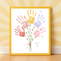 Mother’s Day Handprint Flower Craft Printable | Mom Grandma Aunt Keepsake Gift | Birthday & Valentine’s Day Handprint Bouquet | Preschool DIY Printable