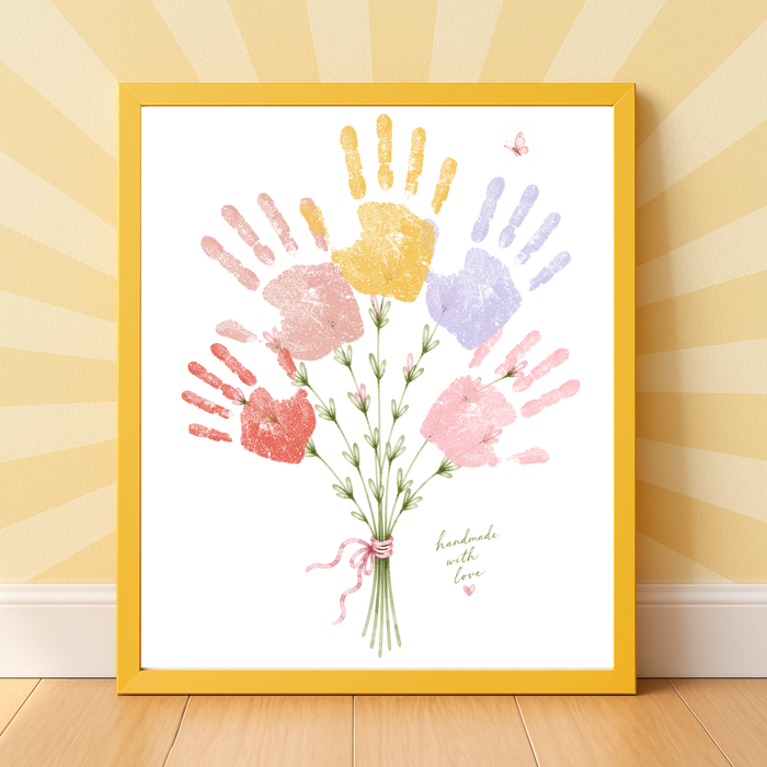 Mother’s Day Handprint Flower Craft Printable | Mom Grandma Aunt Keepsake Gift | Birthday & Valentine’s Day Handprint Bouquet | Preschool DIY Printable