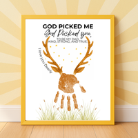 God Picked Me Father’s Day Handprint Craft Printable | Christian Dad Keepsake from Kids | Deer Handprint Art | Faith-Based Preschool DIY Printable