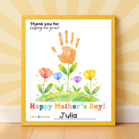 Mother’s Day Handprint Flower Craft Printable | Thank You for Helping Me Grow Keepsake | Preschool DIY Mom Gift | Floral Mother’s Day PDF