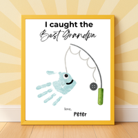 I Caught the Best Grandpa Handprint Craft Printable | Father’s Day & Birthday Gift for Grandpa | Fishing Keepsake from Kids | DIY Download