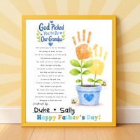 God Picked You to Be Our Grandpa Handprint Craft Printable | Christian Father’s Day Gift for Grandpa | Handprint Flower Keepsake from Grandkids