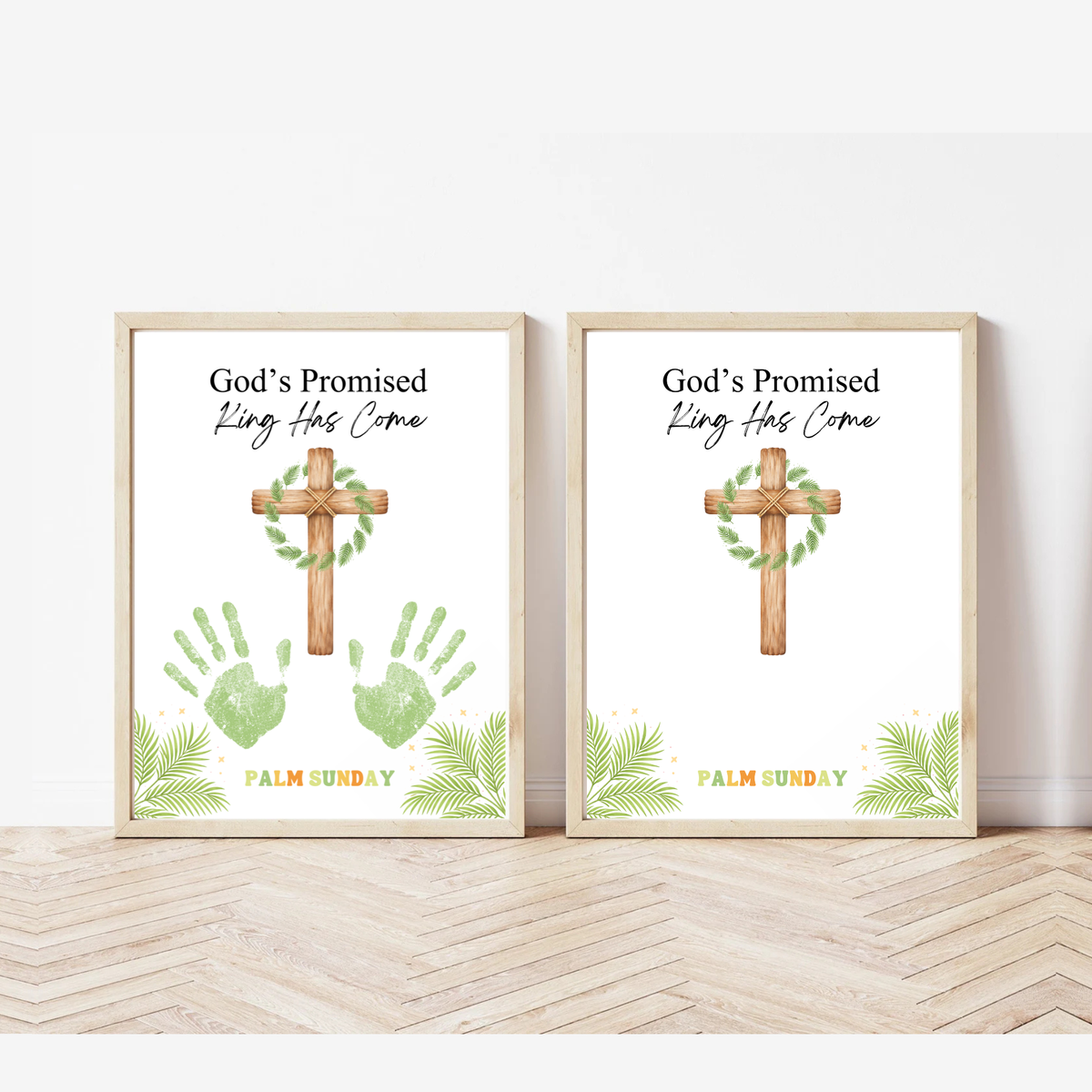 Palm Sunday Handprint Cross Craft Printable | “God’s Promised King Has Come” Christian Kids Activity | Easter Faith Keepsake PDF
