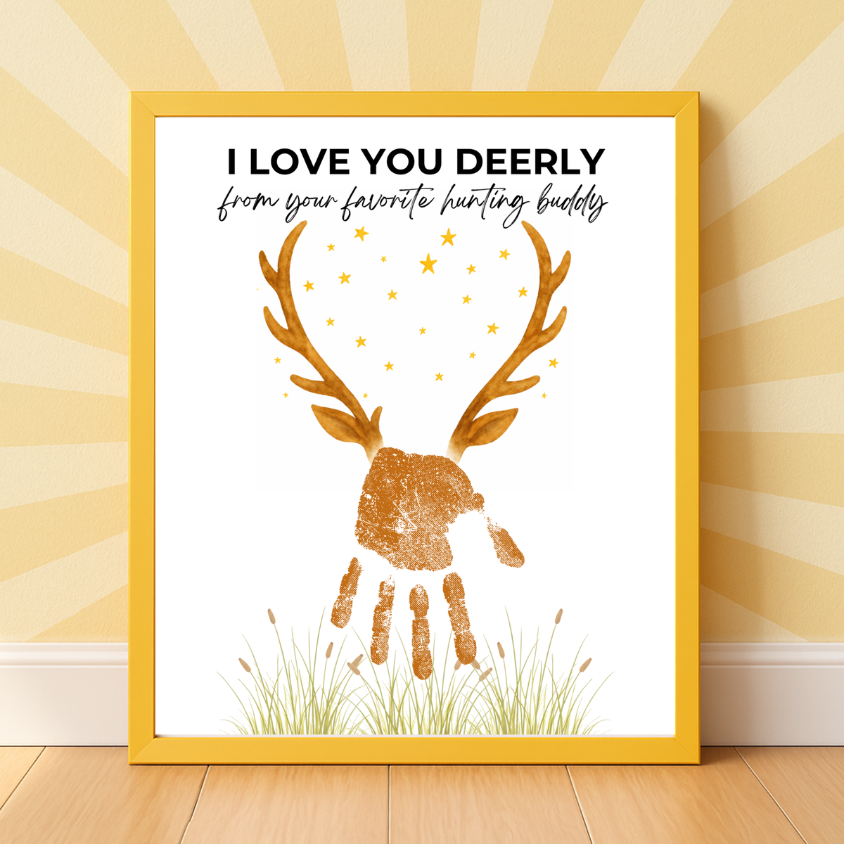 Father’s Day Handprint Craft Printable | I Love You Deerly Keepsake from Kids | Hunting Dad Gift | Preschool DIY Handprint Art PDF