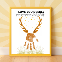 Father’s Day Handprint Craft Printable | I Love You Deerly Keepsake from Kids | Hunting Dad Gift | Preschool DIY Handprint Art PDF