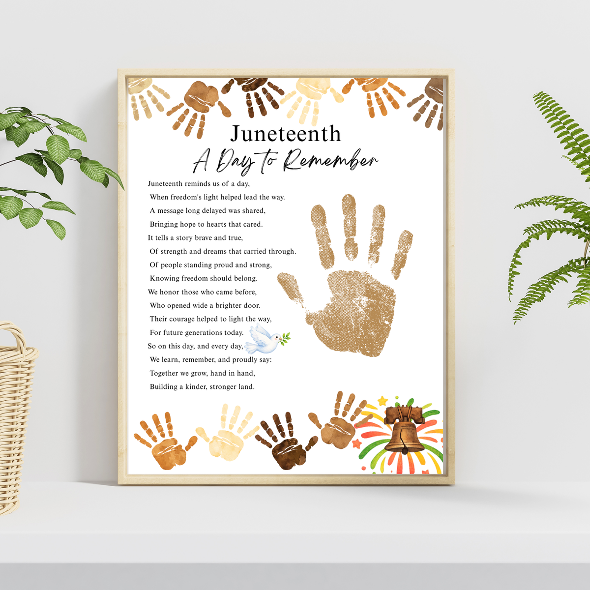 Juneteenth Handprint Craft Printable, Juneteenth Day to Remember Activity, Diversity Keepsake for Kids, Classroom Juneteenth Craft