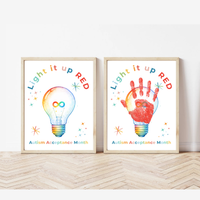 Autism Acceptance Month “Light It Up Red” Handprint Craft Printable | Autism Awareness Classroom Activity | Kids Inclusion Art PDF
