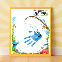 Fishing Dad Handprint Craft Printable | Father’s Day & Birthday Gift from Kids | I Caught the Best Dad Keepsake | Preschool DIY PDF