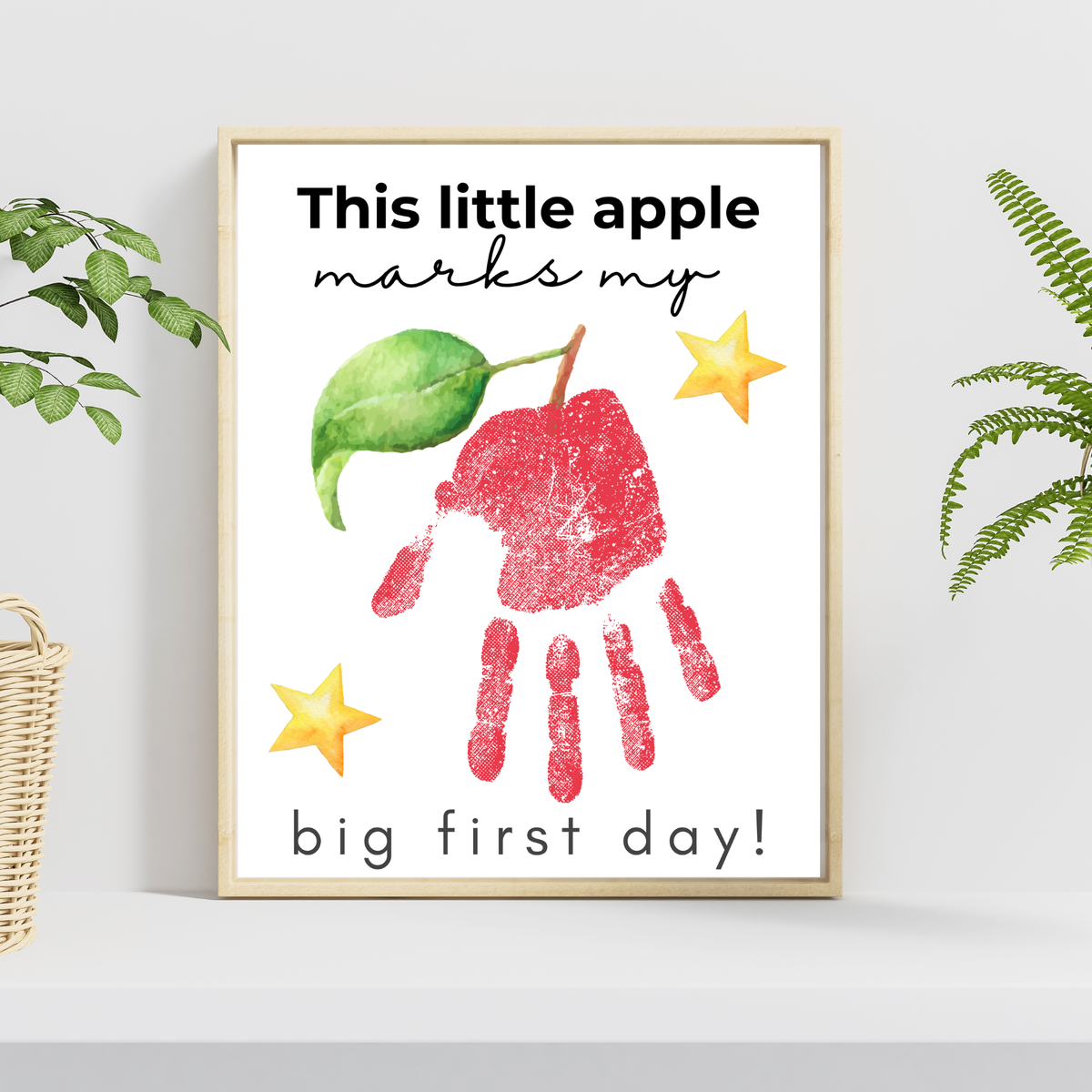 This Little Apple Marks My Big First Day Handprint Craft Printable | First Day of School Keepsake | Preschool & Kindergarten Back to School Activity