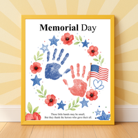 Memorial Day Handprint Wreath Craft Printable | Patriotic Keepsake Art for Kids | Red White Blue Handprint Activity | Preschool Classroom PDF