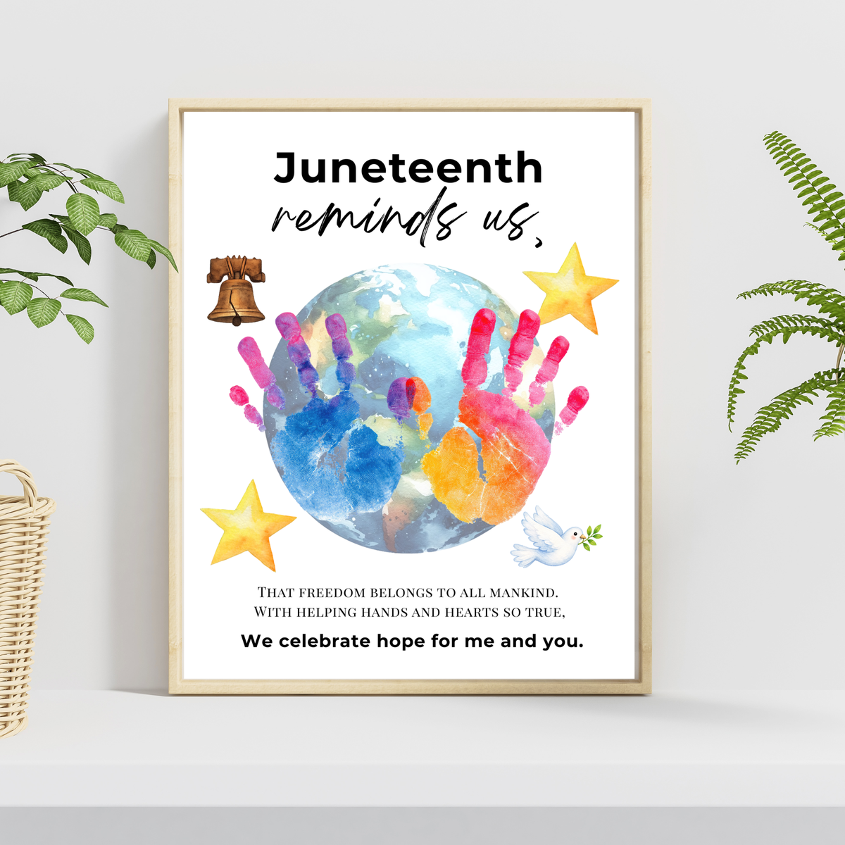 Juneteenth Reminds Us Handprint Craft Printable | Juneteenth Activity for Kids | Diversity & Inclusion Keepsake
